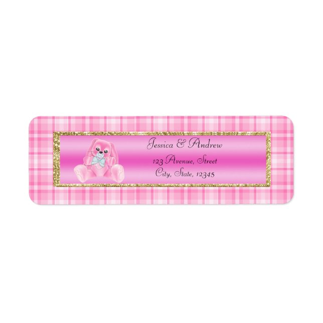 Etiqueta Dulce Fiesta de Bebé de Conejo Rosa (Frente)