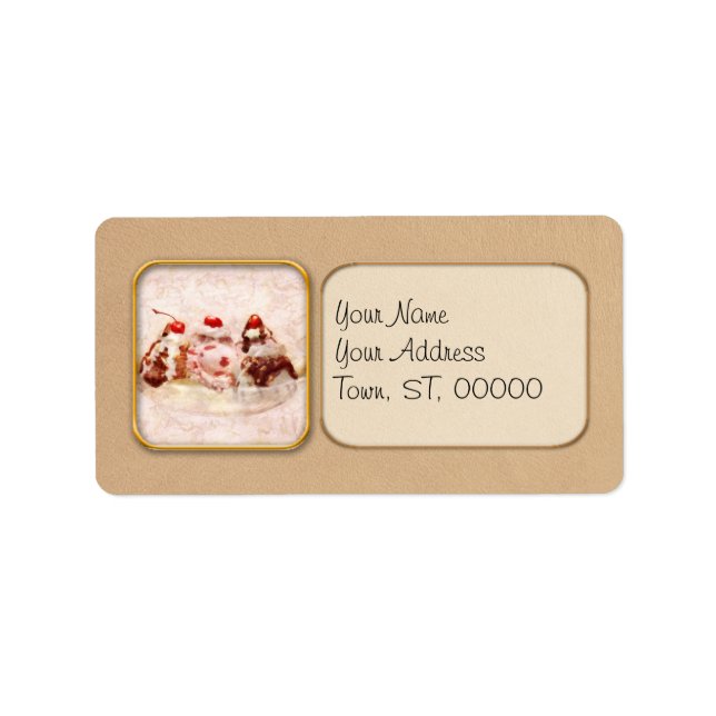 Etiqueta Dulce - Helado - Banana split (Frente)