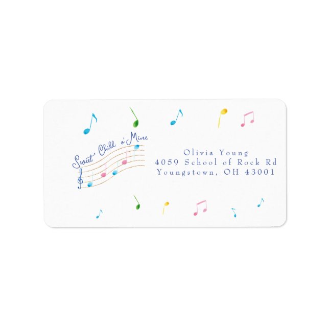 Etiqueta Dulce hijo de mi música (Frente)