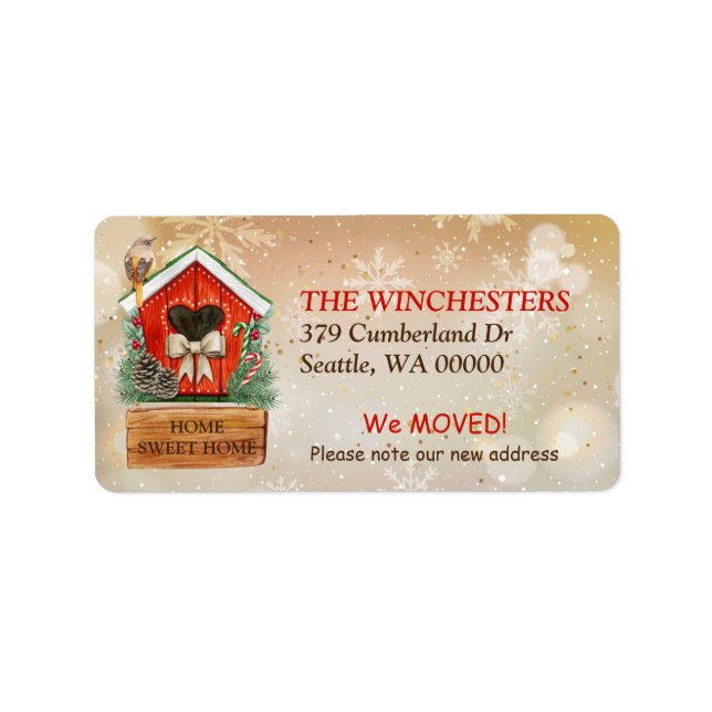 Etiqueta Dulce hogar Navidades del hogar Dirección de la ca (Frente)