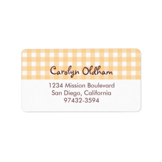 Etiqueta Dulce naranja encantador gingham de vuelta o corre