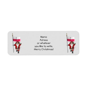 Etiqueta Dulce Santa Claus Con Bandera De Polonia