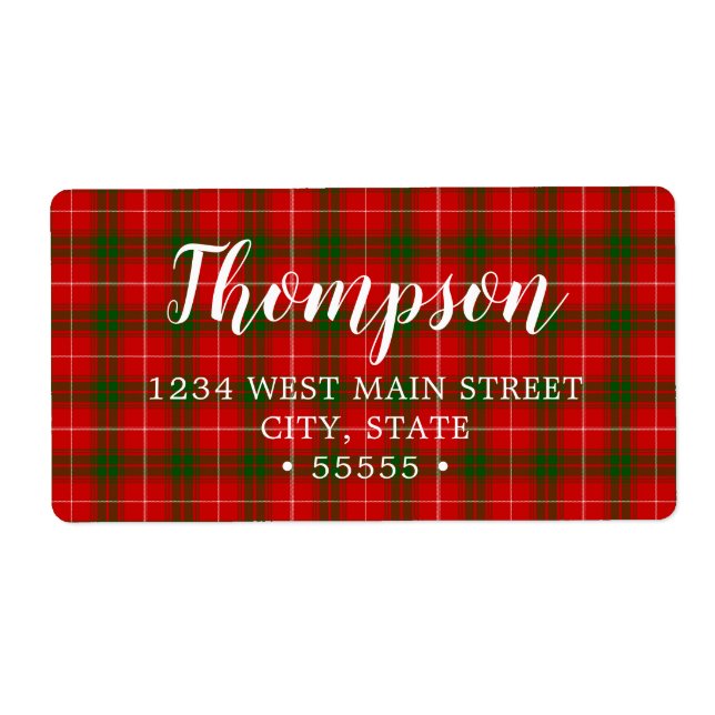 Etiqueta Duque Verde y Rojo de Rothesay Tartán (Frente)