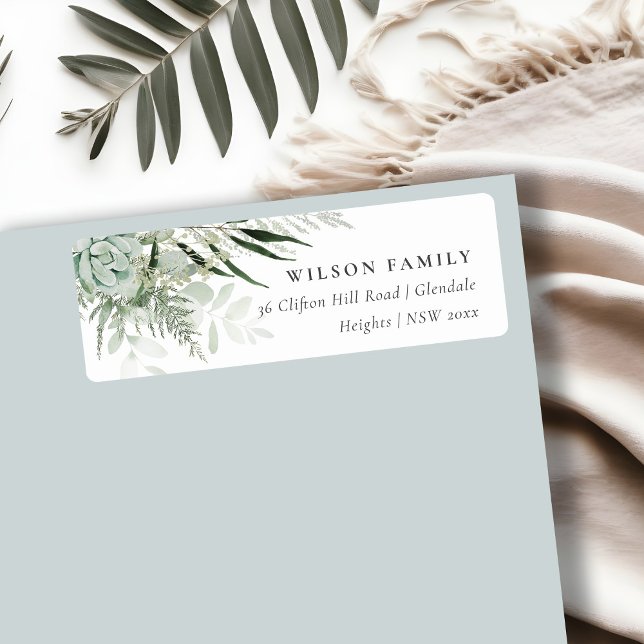 Etiqueta Dusky Green Leafy Fern Succulage Address (Subido por el creador)