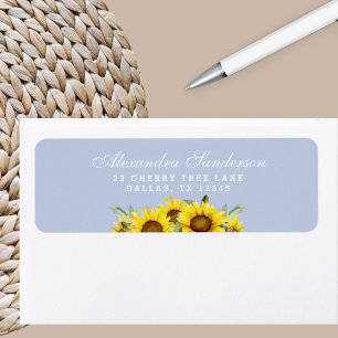 Etiqueta Duste Blue Boho Yellow Sunflower Return Address