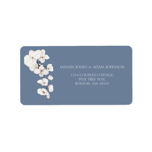 Etiqueta Duste Blue Orchid Elegant Wedding Labels (Frente)