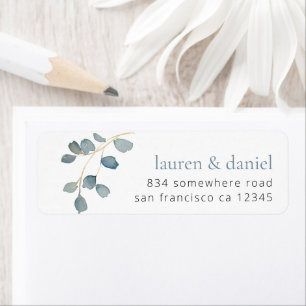 Etiqueta Dusty Blue Botanical Names Return Address Boda