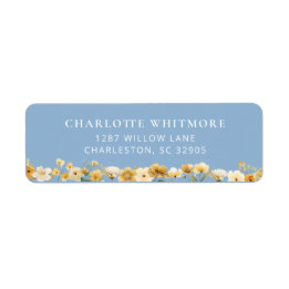 Etiqueta Dusty Blue Floral Return Address Label