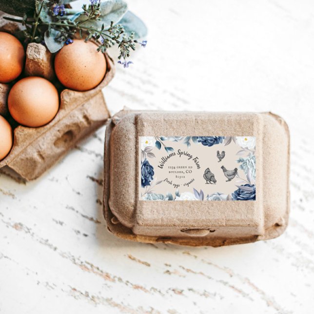 Etiqueta Dusty Blue Floral Rustic Script Duck Egg Carton (Subido por el creador)