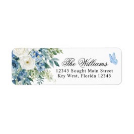 Etiqueta Dusty Blue Flowers Return Address Labels