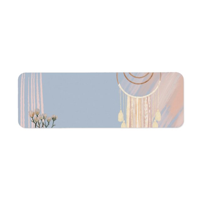 Etiqueta Dusty Blue Peach Boho Dream Catcher (Frente)