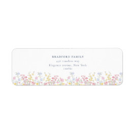 Etiqueta Dusty Blue Script Boho Wildflowers Wedding 