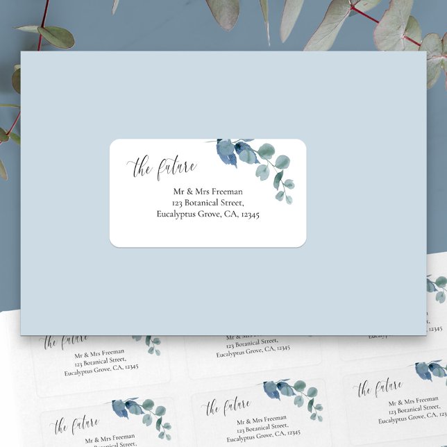 Etiqueta Dusty Eucalyptus futuro Sr. y Sra. (Eucalyptus address labels for the future Mr and Mrs)