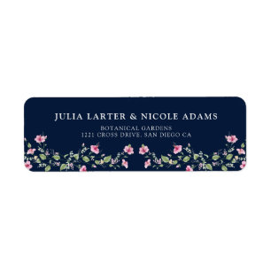 Etiqueta Dusty Navy Blue Pink Hibiscus Bloom Shower