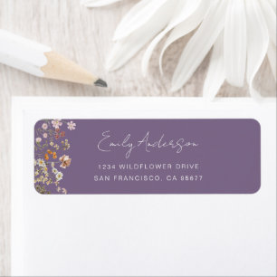 Etiqueta Dusty Purple Wildflower Boho Garden Return Address