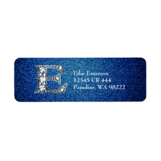 Etiqueta E Faux Diamond on Denim Return Address Label