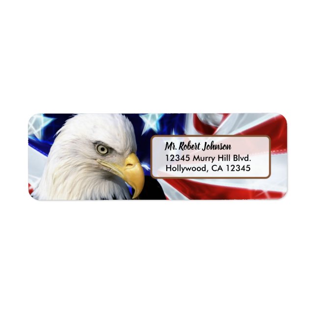 Etiqueta Eagle Bald de Estados Unidos Patriótico (Frente)