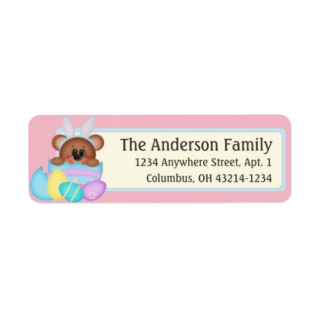 Etiqueta Easter Bunny Bixby Teddy Bear & Egg Address (Frente)