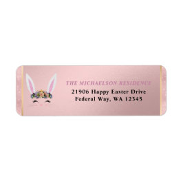 Etiqueta Easter Girly Rubor Pink Floral Bunny