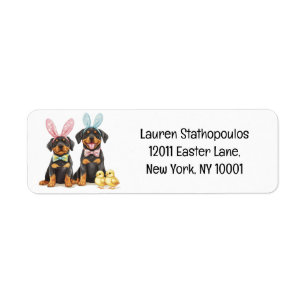 Etiqueta Easter Rottweiler Dogs Bunny Ears