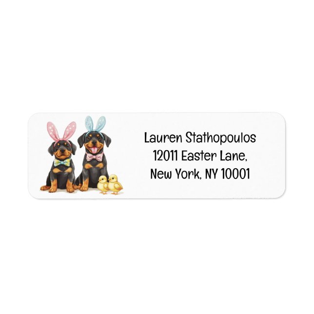 Etiqueta Easter Rottweiler Dogs Bunny Ears (Frente)