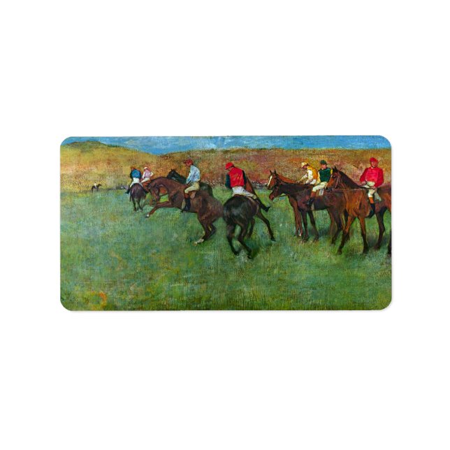 Etiqueta Edgar Degas - Carrera de caballos antes de empezar (Frente)