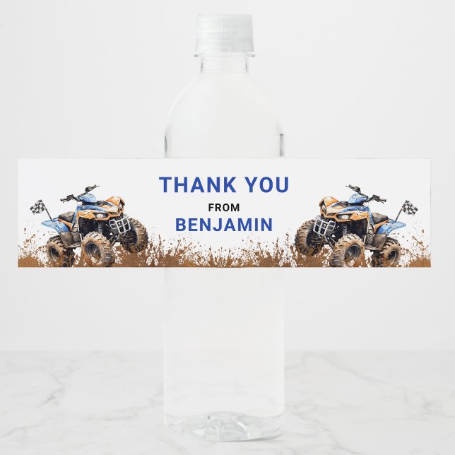 Etiqueta editable azul ATV Bicicleta Cumpleaños Bo (Subido por el creador)