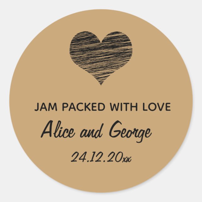 Etiqueta editable de favor de matrimonio marrón vi (Anverso)