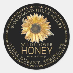 Etiqueta editable de girasol de Honey Jar Bee