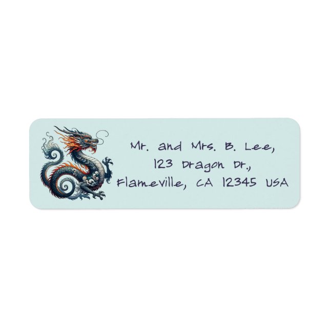 Etiqueta Editable Dragon Return Address (Frente)