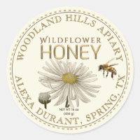 Etiqueta editable Honey Jar Bee Wildflower