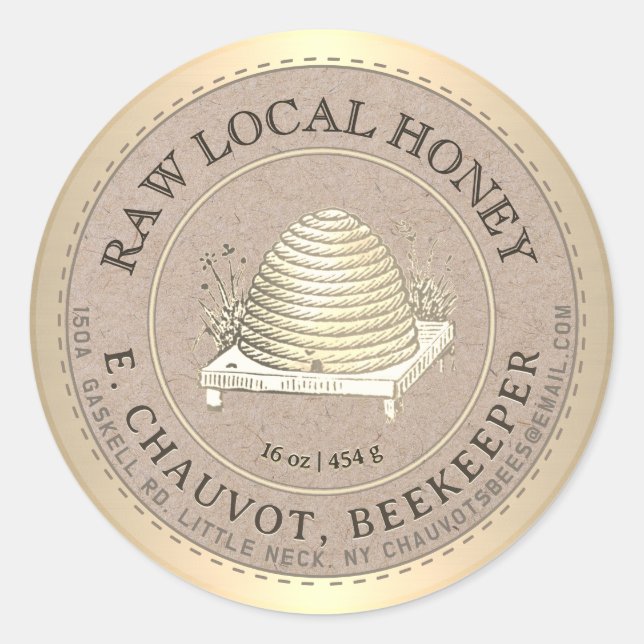 Etiqueta editable Skep Honey Kraft Honey Jar (Anverso)