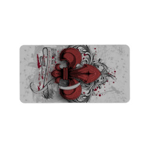 Etiqueta Efectos metalizado vintage fleur-de-lis rojos