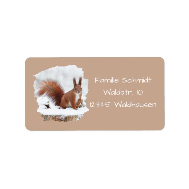 Etiqueta Eichhörnchen im Schnee - braun | (Frente)