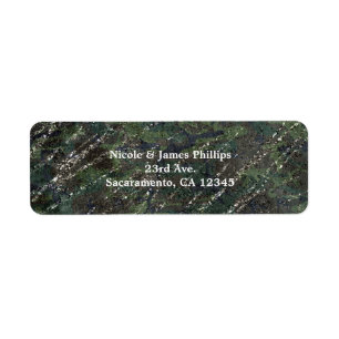 Etiqueta Ejército verde y plateado Camuflaje Brillo Fiesta 