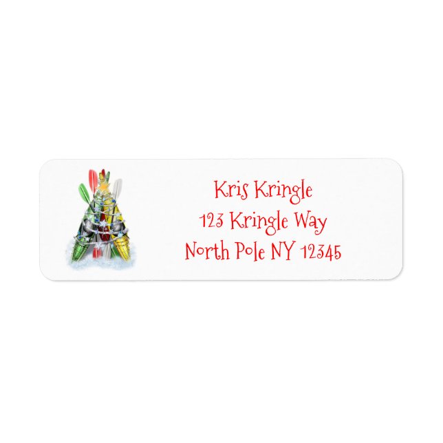Etiqueta El árbol de Navidad Kayak personalizado (Frente)