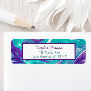 Etiqueta El arte del líquido de mármol turquesa morado pers