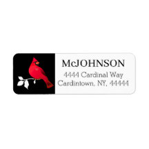 El cardenal Bird Red Black White Snow Elegante Dir