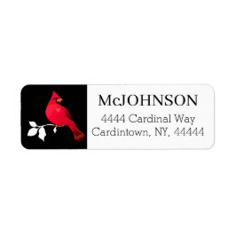 Etiqueta El cardenal Bird Red Black White Snow Elegante Dir