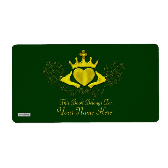 Etiqueta El Claddagh (Bookplate) (Oro) (Frente)