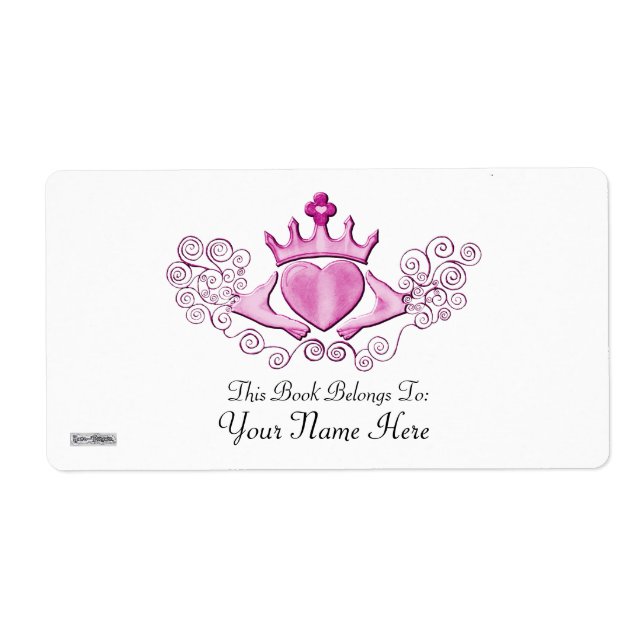 Etiqueta El Claddagh (Rosa) (Frente)