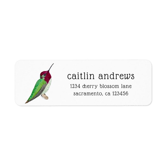Etiqueta El colibrí de Anna (Frente)
