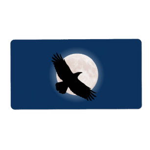 Etiqueta El cuervo volador con la luna detrás