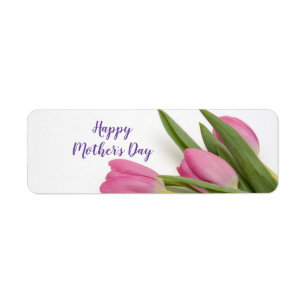 Etiqueta El día de madre feliz de los tulipanes rosados