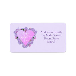 Etiqueta El día de San Valentín Corazón Flores Púrpura Rosa