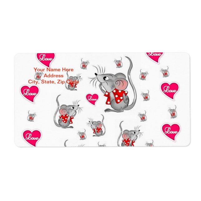 Etiqueta El día de San Valentín Labels Mice (Frente)