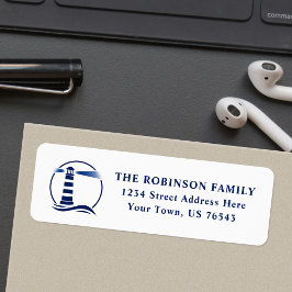 Etiqueta El faro náutico Olas oceánicas Dirección blanca az