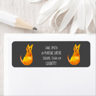 Etiqueta El gato jengibre adorable acuarela arte de ilustra