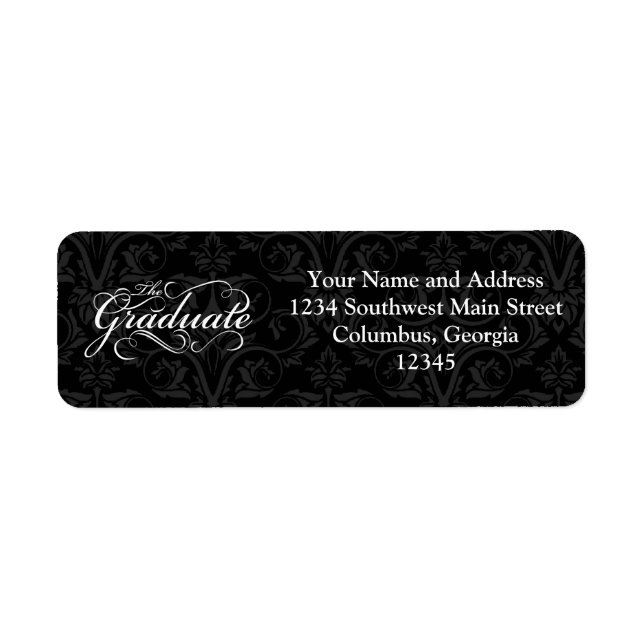 Etiqueta El graduado, elegante negro (Frente)