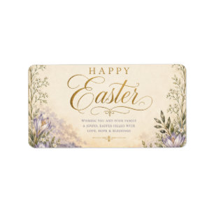Etiqueta Él ha resucitado Pascua, Cruz floral elegante cris